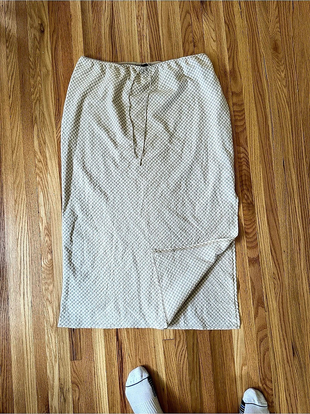 Wild Fable Gingham Midi Skirt in Cream & Tan Size XXL Like New